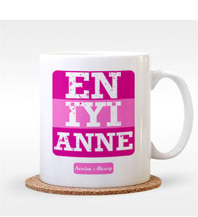 BK Gift Kişiye Özel En İyi Anne Tasarımlı Beyaz Kupa Bardak - 1