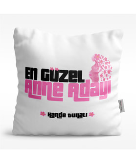 BK Gift Kişiye Özel En Güzel Anne Adayı Tasarımlı Beyaz  Yastık - 1