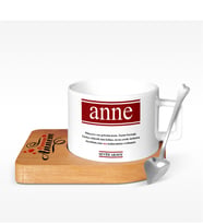 BK Gift Kişiye Özel Anne Anlamlı Ahşap Altlıklı Seramik Fincan - 2