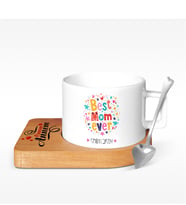 BK Gift Kişiye Özel En İyi Anne Tasarımlı Ahşap Altlıklı Seramik Fincan - 7