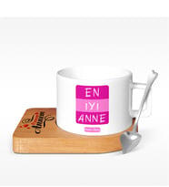 BK Gift Kişiye Özel En İyi Anne Tasarımlı Ahşap Altlıklı Seramik Fincan - 2