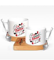 BK Gift Kişiye Özel İkili Anne & Baba Ahşap Altlıklı Seramik Fincan - 6