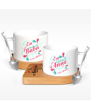 BK Gift Kişiye Özel İkili Anne & Baba Ahşap Altlıklı Seramik Fincan - 4