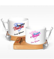 BK Gift Kişiye Özel İkili Anne & Baba Ahşap Altlıklı Seramik Fincan - 2