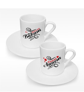 BK Gift Kişiye Özel İkili Anne & Baba Türk Kahvesi Fincanı Takımı - 6