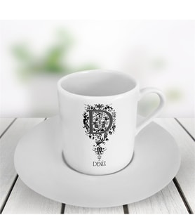 BK Gift Kişiye Özel Harfli Türk Kahvesi Fincanı (Model 1)
