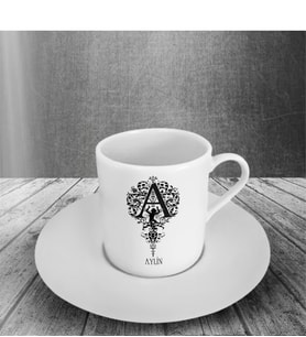 BK Gift Kişiye Özel Harfli Türk Kahvesi Fincanı (Model 1)