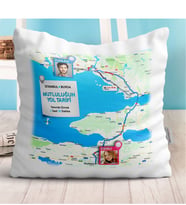 BK Gift Kişiye Özel Mutluluğun Yol Tarifi Tasarımlı Beyaz Yastık