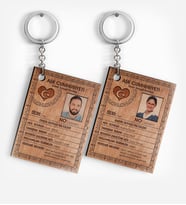 BK Gift Kişiye Özel İkili Sevgili Kimliği Ahşap Anahtarlık