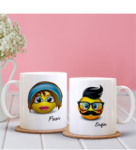 BK Gift Kişiye Özel İkili Emoji Sevgili Kupası - 23