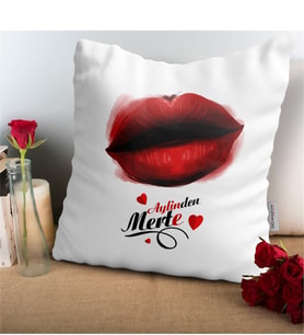 BK Gift Kişiye Özel Öpücüklü Beyaz Yastık - 4