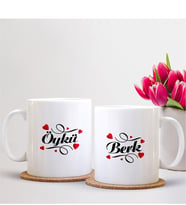 BK Gift Kişiye Özel İkili İsimli Beyaz Sevgili Kupası - 3