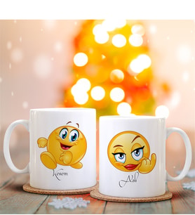 BK Gift Kişiye Özel İkili Emoji Sevgili Kupası - 18