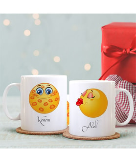 BK Gift Kişiye Özel İkili Emoji Sevgili Kupası - 6