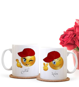 BK Gift Kişiye Özel İkili Emoji Sevgili Kupası - 3