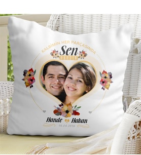 BK Gift Kişiye Özel Kalbimin Her Parçasında Sen Varsın Beyaz Yastık