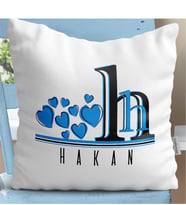 BK Gift Kişiye Özel Kalp Tasarımlı Baş Harfli Beyaz Yastık - 2