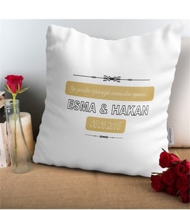 BK Gift Kişiye Özel İyi Geceler Öpücüğü Vermeden Uyuma Tasarımlı Beyaz Yastık - 1