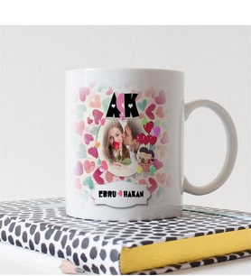 BK Gift Kişiye Özel Aşk Tasarımlı Beyaz Kupa Bardak - 3