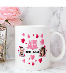 BK Gift Kişiye Özel Aşk Tasarımlı Beyaz Kupa Bardak - 2