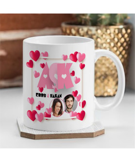 BK Gift Kişiye Özel Aşk Tasarımlı Beyaz Kupa Bardak - 1