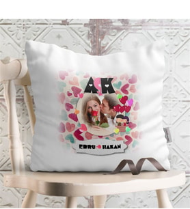 BK Gift Kişiye Özel Aşk Tasarımlı Beyaz Yastık - 3