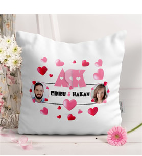 BK Gift Kişiye Özel Aşk Tasarımlı Beyaz Yastık - 2