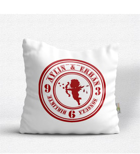 BK Gift Kişiye Özel Damga Tasarımlı Beyaz Yastık
