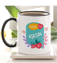 BK Gift Kişiye Özel Gerçek Aşksın Siyah Kupa Bardak