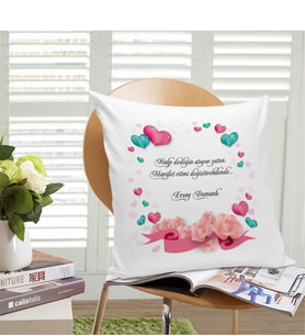 BK Gift Kişiye Özel Sevgi Sözcüklü Beyaz Yastık  - 11