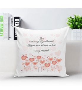 BK Gift Kişiye Özel Sevgi Sözcüklü Beyaz Yastık  - 7