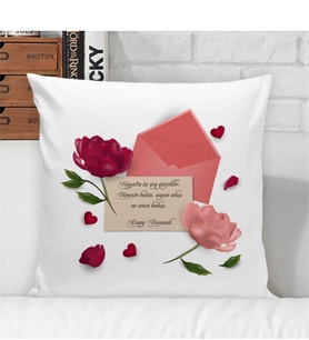 BK Gift Kişiye Özel Sevgi Sözcüklü Beyaz Yastık  - 3