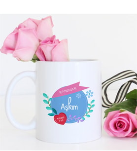 BK Gift Kişiye Özel Hep Mutlu Kal Aşkım Beyaz Kupa Bardak