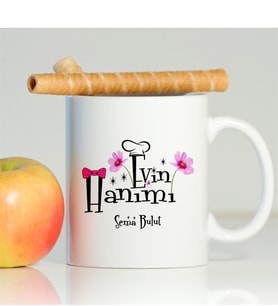 BK Gift Kişiye Özel İsimli Evin Hanımı Beyaz Kupa Bardak