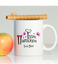 BK Gift Kişiye Özel İsimli Evin Hanımı Beyaz Kupa Bardak