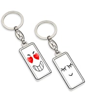 BK Gift Kişiye Özel ikili Çift Taraflı Relax & Shy Krom Anahtarlık