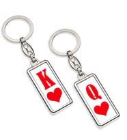 BK Gift Kişiye Özel İkili Çift Taraflı Kupa Kralı & Kupa Kraliçesi Krom Anahtarlık