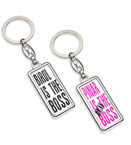 BK Gift Kişiye Özel İkili Çift Taraflı İsimli Boss & Real Boss Krom Anahtarlık