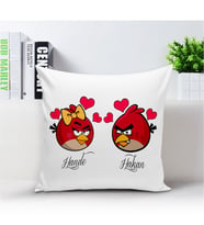 BK Gift Kişiye Özel İsimli Love Birds Beyaz Yastık