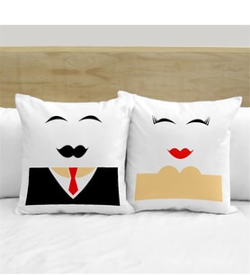 BK Gift Kişiye Özel İkili Cool Çift Beyaz Yastık