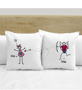 BK Gift Kişiye Özel İkili İsimli Aşık Beyaz Yastık