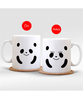 BK Gift Kişiye Özel Sevimli Panda Beyaz Kupa Bardak