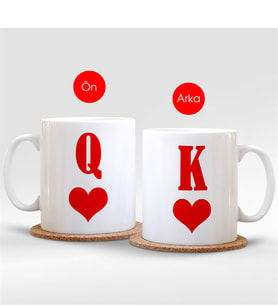 BK Gift Kişiye Özel Kupa Kralı & Kupa Kraliçesi Beyaz Kupa Bardak