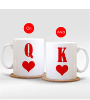BK Gift Kişiye Özel Kupa Kralı & Kupa Kraliçesi Beyaz Kupa Bardak