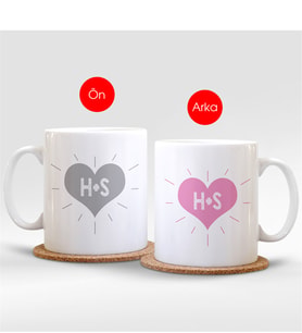 BK Gift Kişiye Özel Baş Harfli Beyaz Kupa Bardak