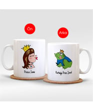 BK Gift Kişiye Özel İsimli Prenses & Kurbağa Prens Beyaz Kupa Bardak