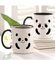 BK Gift Sevimli Panda Tasarımlı İkili Siyah Kupa Bardak