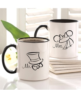 BK Gift Kişiye Özel İkili Mr. & Mrs. Siyah Kupa Bardak