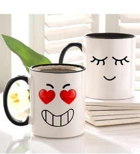 BK Gift Kişiye Özel İkili Relax & Shy Siyah Kupa Bardak