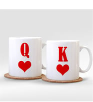 BK Gift Kişiye Özel İkili Kupa Kralı & Kupa Kraliçesi Beyaz Kupa Bardak
